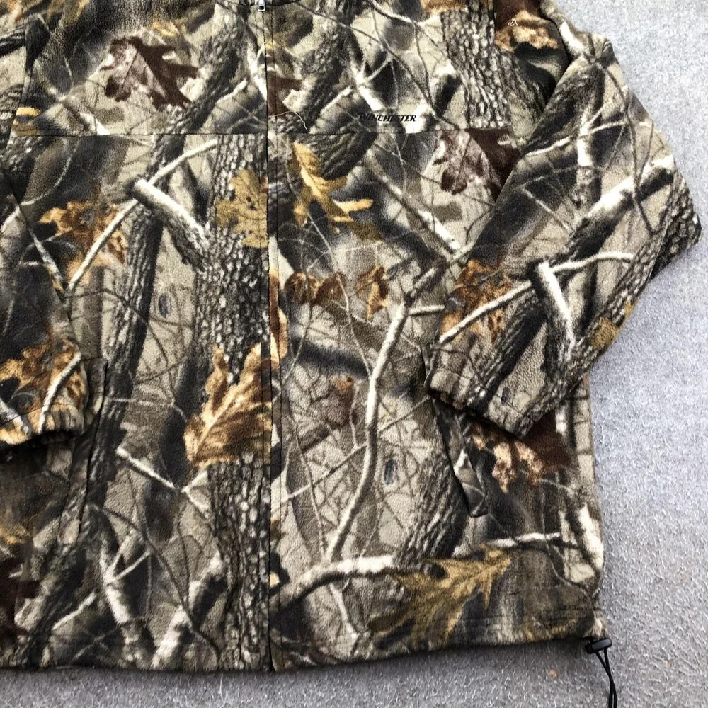 Winchester Jacket Mens 2XL Brown Camouflage Fleece Full Zip Hunting Outdoor